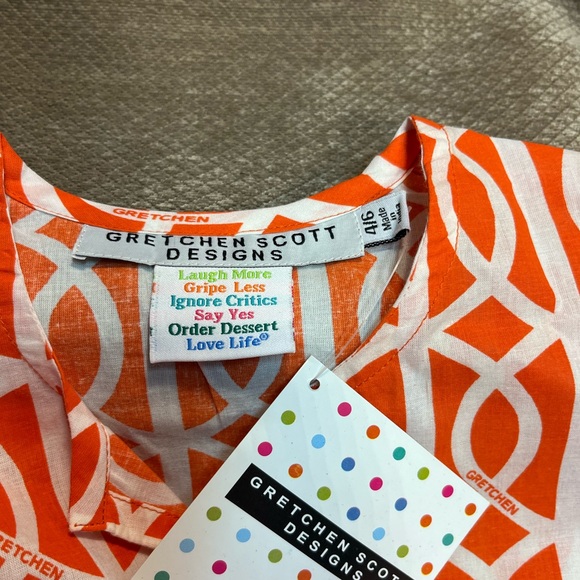 Gretchen Scott Kids Orange Tunic size 4/6 - Picture 3 of 9